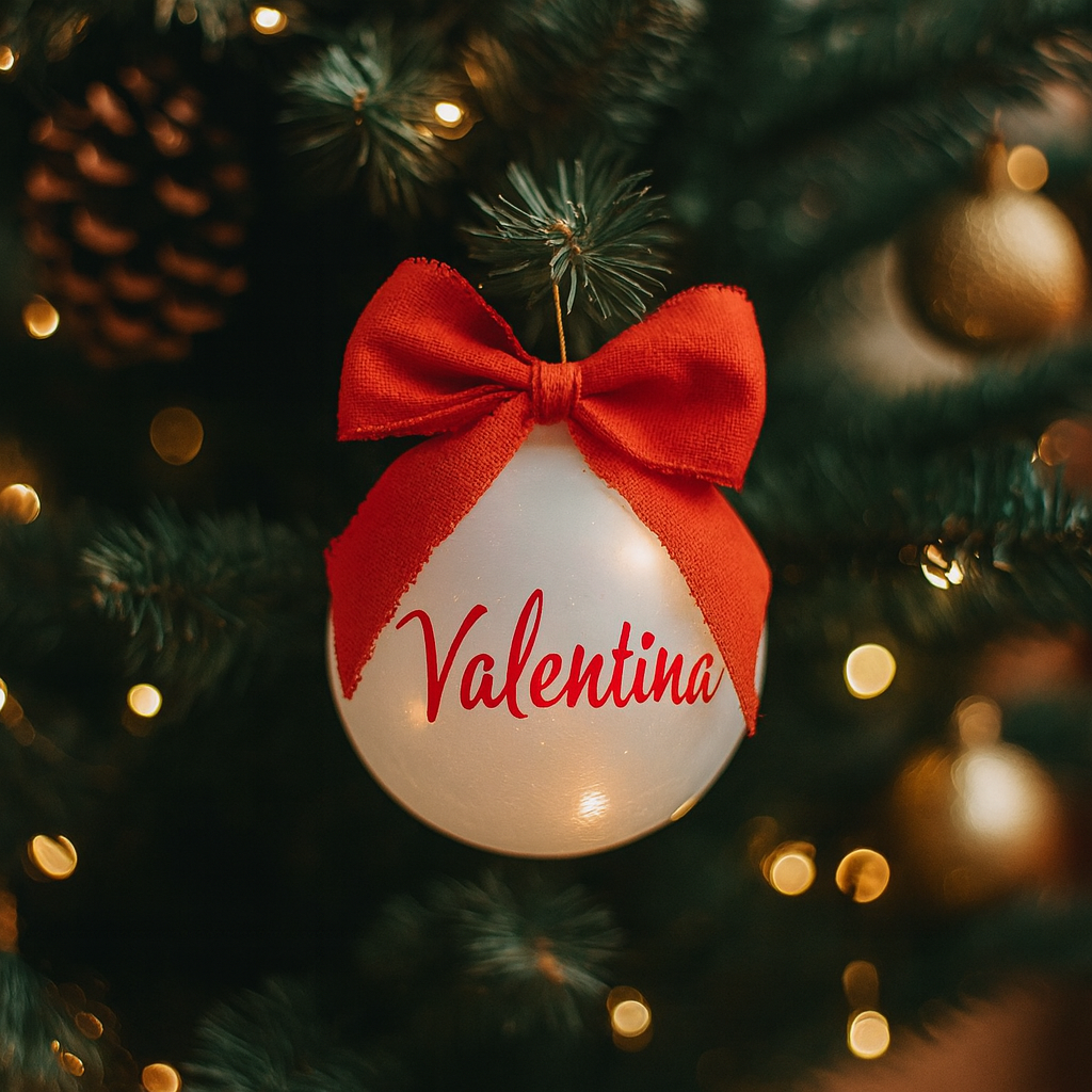 Pallina di Natale in vetro bianco – Personalizzabile con nome o frase