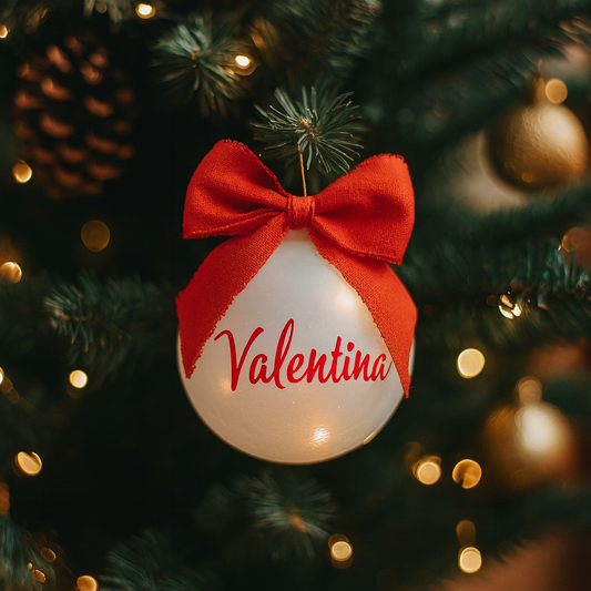 Pallina di Natale in vetro bianco – Personalizzabile con nome o frase