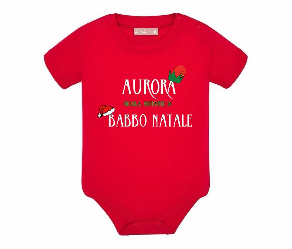 Body Neonato Natalizio Personalizzato – Piccolo Aiutante di Babbo Natale