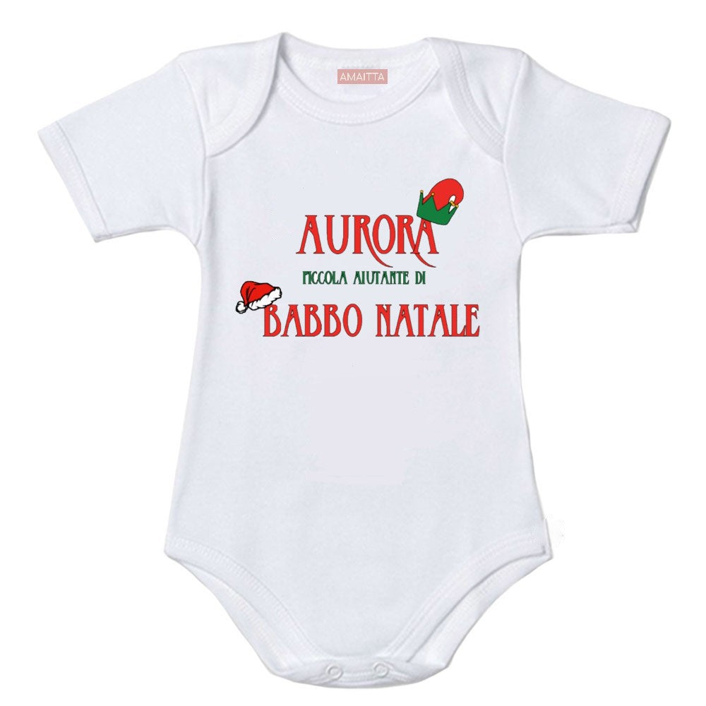 Body Neonato Natalizio Personalizzato – Piccolo Aiutante di Babbo Natale