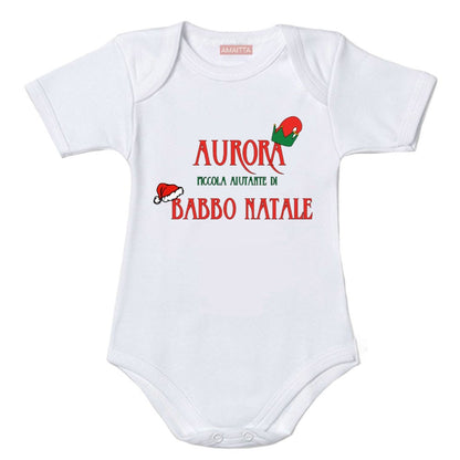 Body Neonato Natalizio Personalizzato – Piccolo Aiutante di Babbo Natale