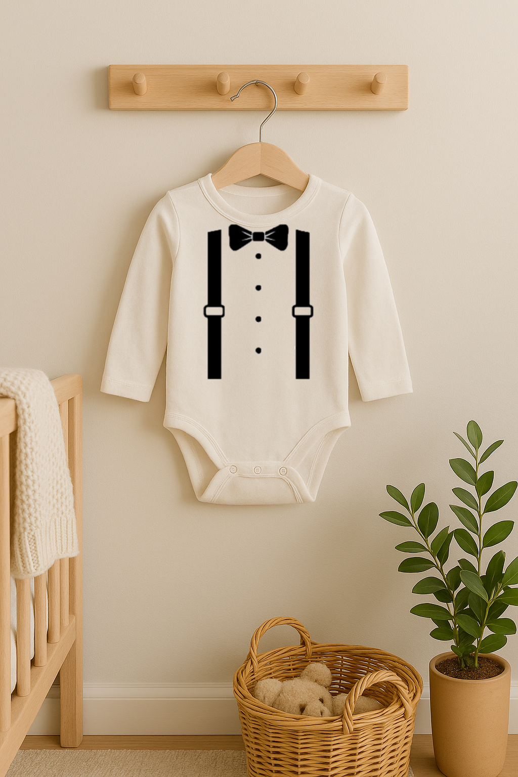Body Neonato Elegante con Papillon e Bretelle
