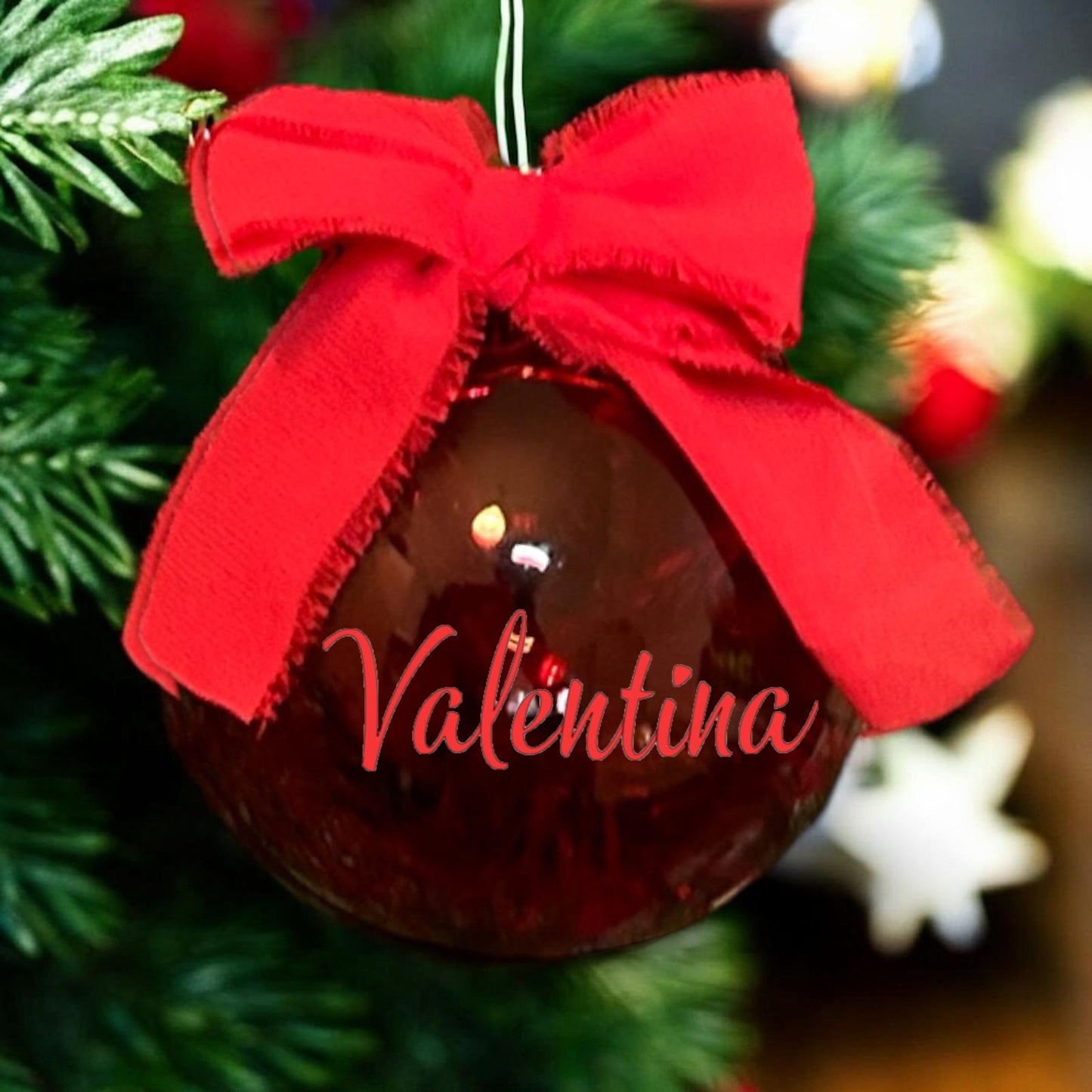 Pallina di Natale in vetro rossa – Personalizzabile con nome o frase